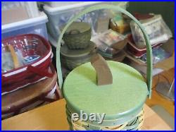 Longaberger 2017 Green Sage Yellow TALL GOURD Basket with Lid Protector Tie On