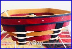 Longaberger 2017 INAUGURAL Basket set with Lid with Tie On Patriotic RARE NEW