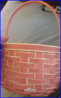 Longaberger 2018 Easter Basket Set In Light Pink WithWhite Large