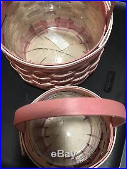 Longaberger 2018 Easter Basket Set In Pink WithWhite and The protector NEW