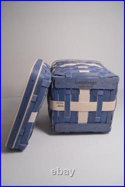 Longaberger 2022 RARE Happy Holiday Woven Basket Set withLiner Blue White