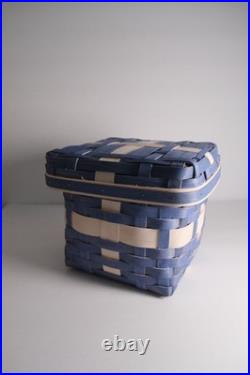 Longaberger 2022 RARE Happy Holiday Woven Basket Set withLiner Blue White