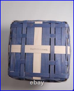 Longaberger 2022 RARE Happy Holiday Woven Basket Set withLiner Blue White