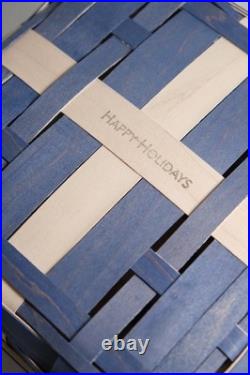 Longaberger 2022 RARE Happy Holiday Woven Basket Set withLiner Blue White