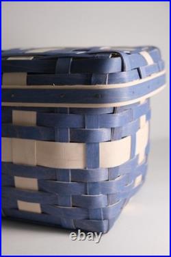Longaberger 2022 RARE Happy Holiday Woven Basket Set withLiner Blue White