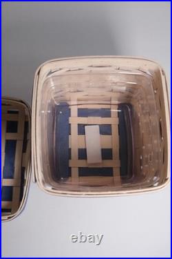 Longaberger 2022 RARE Happy Holiday Woven Basket Set withLiner Blue White