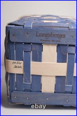 Longaberger 2022 RARE Happy Holiday Woven Basket Set withLiner Blue White