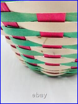 Longaberger 2023 Large Green Pink Round Easter Basket and Plastic Protector NWT