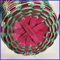 Longaberger 2023 Medium Green Pink Round Easter Basket and Plastic Protector NEW