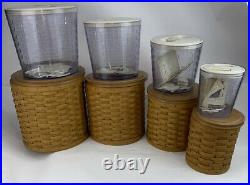 Longaberger 20 Pc Basket Canister Set, Tie Ons, Lids, 4 Air Tight Containers