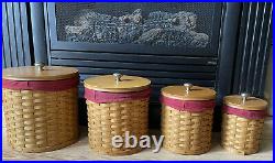 Longaberger 20 Piece Sealed Canister Basket Set Wood Lids Combo 2004