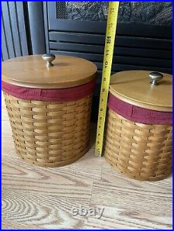 Longaberger 20 Piece Sealed Canister Basket Set Wood Lids Combo 2004
