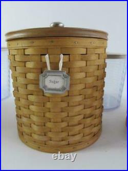 Longaberger 20 Piece Sealed Canister Basket Set Wood Lids Combo Flour Sugar Tea