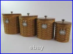 Longaberger 20 Piece Sealed Canister Basket Set Wood Lids Combo Flour Sugar Tea