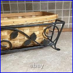 Longaberger 21 X 9 Planter 2005 Basket, and Longaberger wrought iron stand