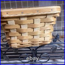 Longaberger 21 X 9 Planter 2005 Basket, and Longaberger wrought iron stand