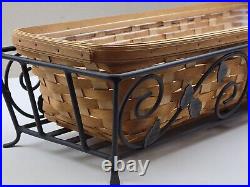 Longaberger 21-inch Long Window Box Basket with Wrought Iron Stand & Protector