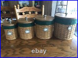 Longaberger 24 Piece Sealed Canister Basket Set Wood Lids Combo 2003