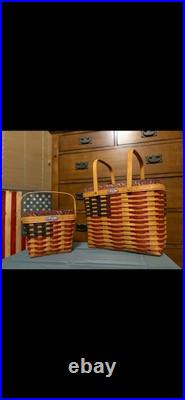 Longaberger 2 PC. 25th Anniversary Collectors Club USA Flag Set Of Baskets