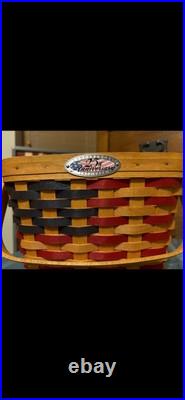 Longaberger 2 PC. 25th Anniversary Collectors Club USA Flag Set Of Baskets
