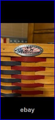 Longaberger 2 PC. 25th Anniversary Collectors Club USA Flag Set Of Baskets