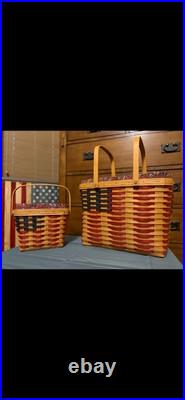 Longaberger 2 PC. 25th Anniversary Collectors Club USA Flag Set Of Baskets