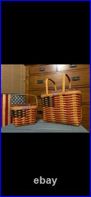 Longaberger 2 PC. 25th Anniversary Collectors Club USA Flag Set Of Baskets