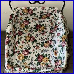 Longaberger 2 Tier Iron Paper Stand With 2 Baskets, Floral Liners, And 1 Lid