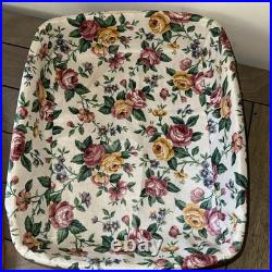 Longaberger 2 Tier Iron Paper Stand With 2 Baskets, Floral Liners, And 1 Lid