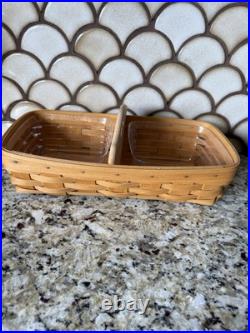 Longaberger 2 Tier Wrought Iron Stand With 2 Baskets, Wood Divider, 1 Liner Longaberger 2 Tier Wrought Iron Stand With 2 Baskets, Wood Divider, 1 Liner