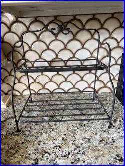 Longaberger 2 Tier Wrought Iron Stand With 2 Baskets, Wood Divider, 1 Liner Longaberger 2 Tier Wrought Iron Stand With 2 Baskets, Wood Divider, 1 Liner