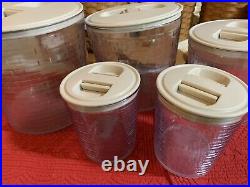 Longaberger 30 Pc Basket Canister Set, Tie Ons, Lids, Liners, Air Tights EUC