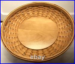 Longaberger 3 Pc. Set-Shallow Bowl Basket/WoodCrafts Charger/Woven Pedestal Base