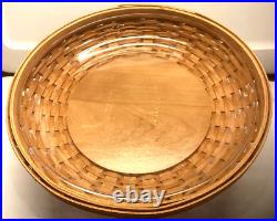Longaberger 3 Pc. Set-Shallow Bowl Basket/WoodCrafts Charger/Woven Pedestal Base