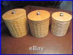 Longaberger 3 Piece Canister Set Very Good Condition