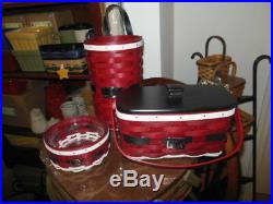 Longaberger (3) Santa Belly Basket Sets Bag It Medium Key Jolly Belly