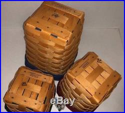 Longaberger 3 pc Basket Rect. Canister set withlids liners protectors 2000/2001 lb