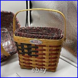 Longaberger 4 Basket Lot 25th Annv. Market Thank You Berry Old Glory Liners NEW