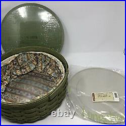 Longaberger 4 Round Keeping Baskets Set Leaf Green 13 in 11 in 7 in 5 in with Lids
