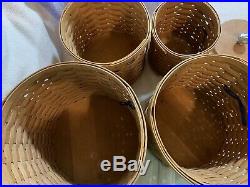 Longaberger 8 Pc Basket Canister Set-EUC! Tie Ons, Lids, 4Air Tight Containers