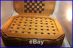 Longaberger ALL IN ONE GAME BASKET SUPER COMBO CHECKERS, CHESS BACKGAMMON SET