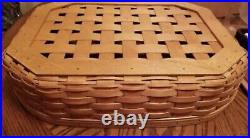 Longaberger ALL IN ONE Game Basket ACCESSORY KIT Protector & Wooden Lid SET