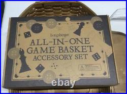 Longaberger ALL IN ONE Game Basket combo Protector Game Pieces Wooden Lid SET
