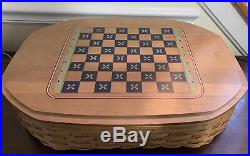 Longaberger All In One Game Basket Checkers Chess Backgammon Set with Protector