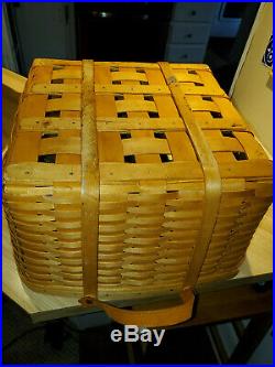 Longaberger All Purpose Laundry Basket Leather Handle Liner Protector Set Used