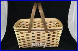 Longaberger American Craft Traditions Medium Market Basket Set with Wood Lid NEW