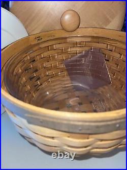 Longaberger American Work Basket Set Of 3 Shades Brown 8 10 & 12 Lid Protect