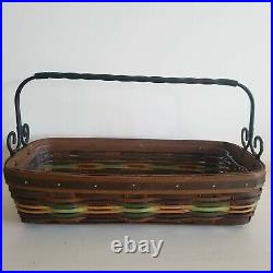 Longaberger Autumn Roads Artisan Bread Basket Set Wrought Iron Handle +Protector
