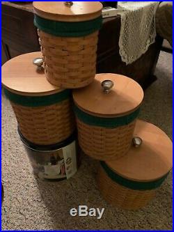 Longaberger Basket 20 Piece Canister Set With 4 Green Liners