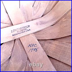 Longaberger Basket Apple Corn Laundry Liner Large Round Signed KAC 1985 Vintage